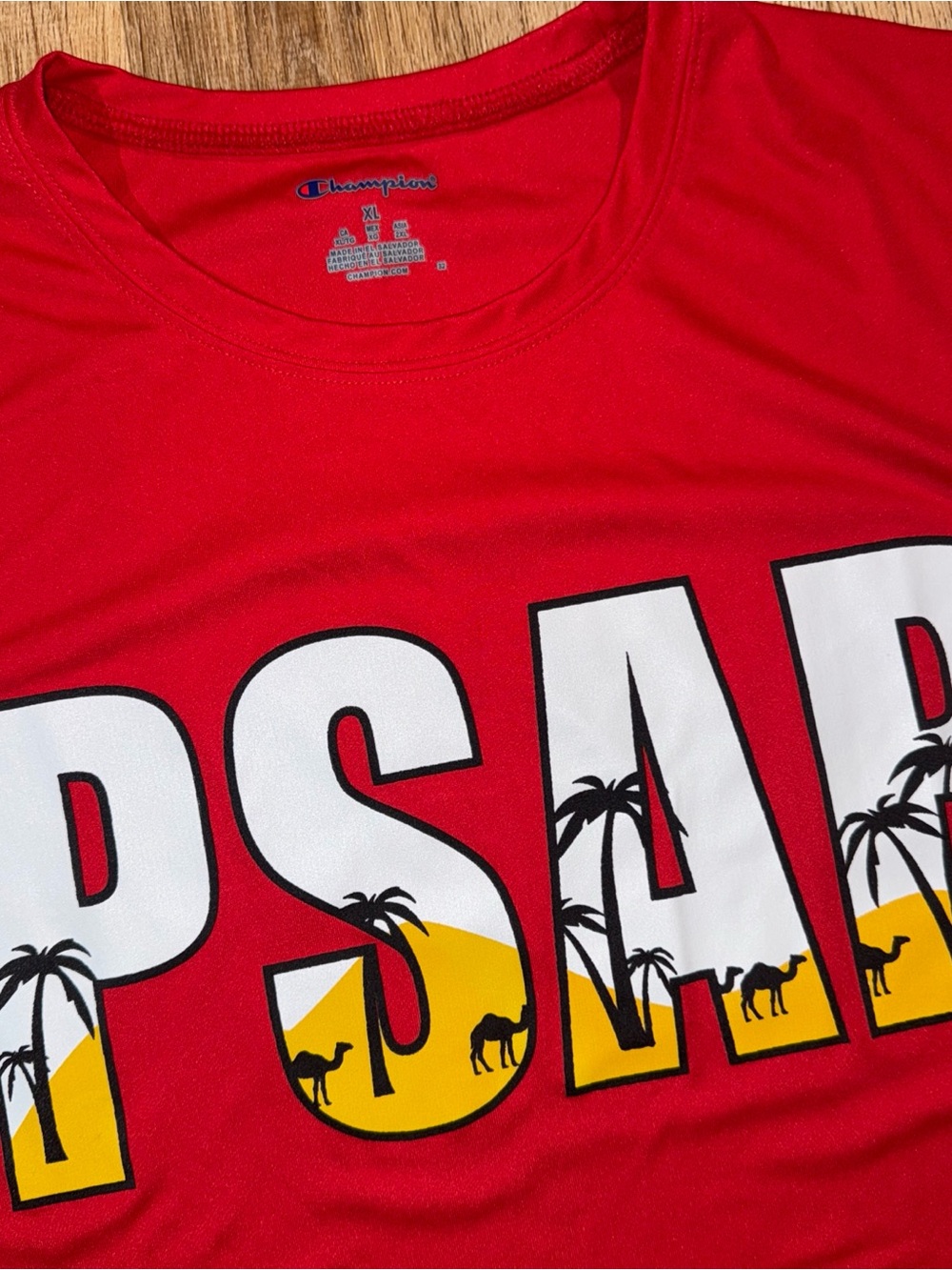 Champion Saudi Arabia PSAB Jersey Mens L Red Team Shirt NWOT Gym Train Dry Fit